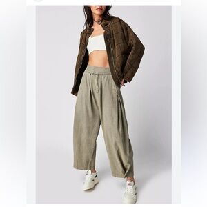Free People Cool Harbor Olive Wide Leg Pants